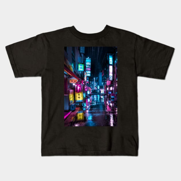 Neo Tokyo cyberpunk vibes Vertical Kids T-Shirt by TokyoLuv